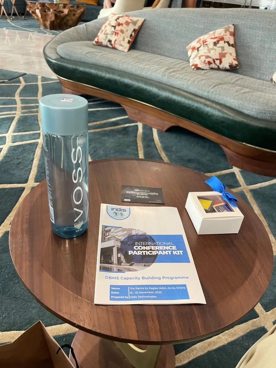 Conference welcome pack in the hotel lounge