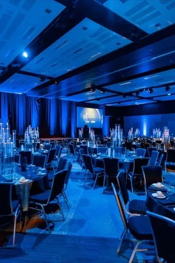 Ballroom with blue lighting